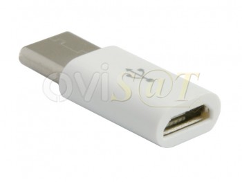 Adaptador de Micro USB tipo B a Micro USB tipo C, en color blanco