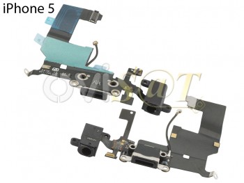 Cable flex con conector de carga, datos y accesorios, conector jack de 3,5 negro, micrófono y cable RF para iPhone 5