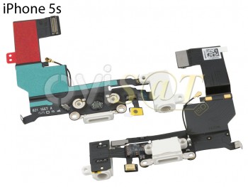 Cable flex con conector de carga, datos y accesorios, conector jack de 3,5 blanco-blanca, micrófono y cable coaxial para iPhone 5S