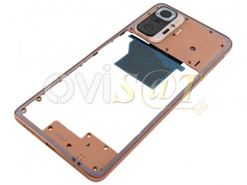 Carcasa frontal / central con marco color gradiente de bronce "Gradient bronze" y lente de cámaras para Xiaomi Redmi Note 10 Pro, M2101K6G, M2101K6R